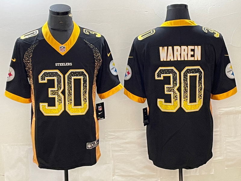 Men's Pittsburgh Steelers Jaylen Warren #30 Black Jersey
